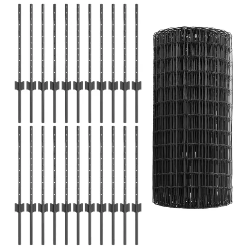 Euro ograda s postom 50 x 0,6 m Čelik premazan PVC-om Siva - Siva 50 x 0,6 m ograda (mreža 5 x 5 cm) Cijena