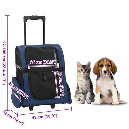 Kolica za kućne ljubimce 3-u-1 Dizajn Plava 48x32x(57-106) cm Oxford tkanina - Plava 48 x 32 x 57 cm Cijena