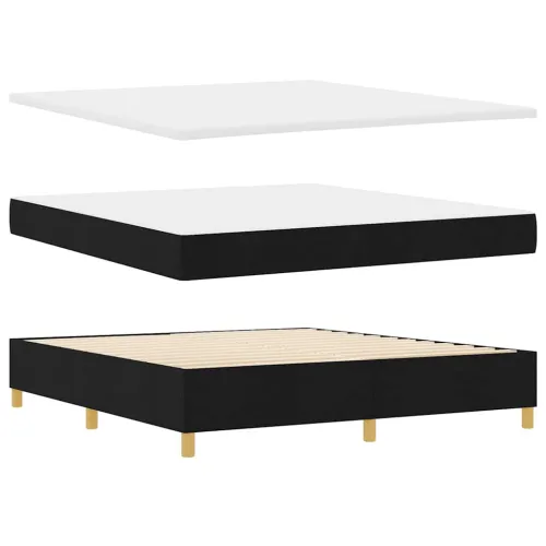 Box spring krevet s uzglavljem Crna 180 x 200 cm tkanina - Crna 180 x 200 cm Prošiveno gumbima Cijena