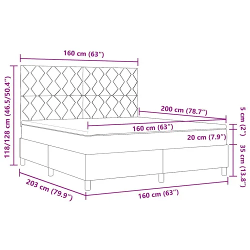 Box spring krevet Svijetlo siva 160 x 200 cm tkanina - Svjetlosiva 160 x 200 cm Dizajn s rombovima Cijena