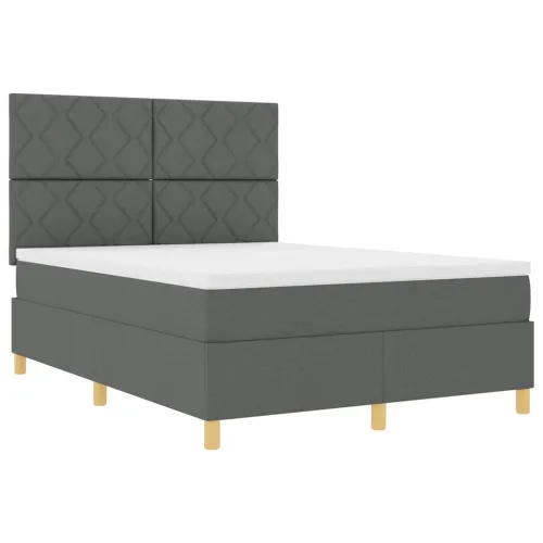 Box spring krevet Tamno siva 160 x 200 cm tkanina - Tamno siva 160 x 200 cm Dizajn s rombovima Cijena