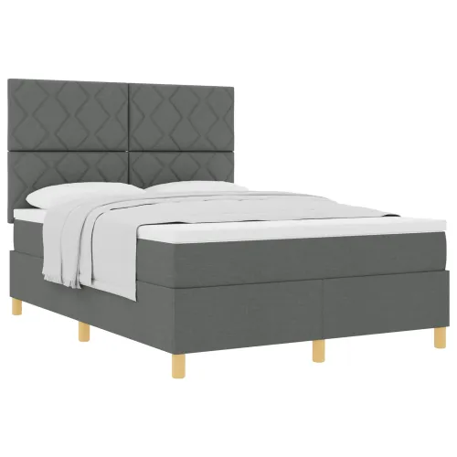Box spring krevet Tamno siva 160 x 200 cm tkanina - Tamno siva 160 x 200 cm Dizajn s rombovima Cijena