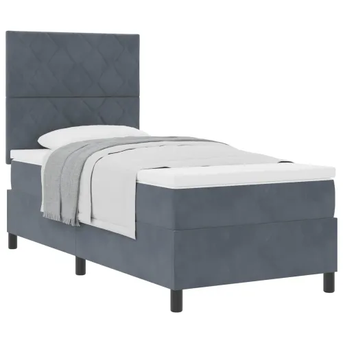 Box spring krevet Tamno siva 90 x 190 cm Baršun - Tamnosiva 90 x 190 cm Dizajn s rombovima Cijena
