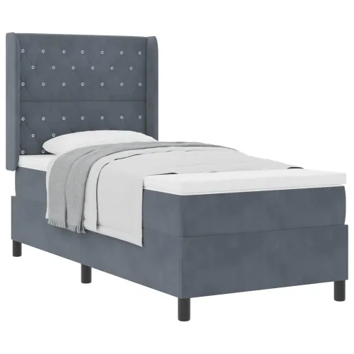 Box spring krevet s madracem Tamno siva 90 x 190 cm Baršun - Tamno siva 90 x 190 cm Kristal s dugmadima Cijena