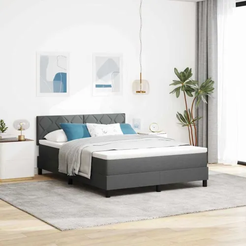 Box spring krevet Tamno siva 160 x 200 cm tkanina - Tamno siva 160 x 200 cm Dizajn s rombovima Cijena