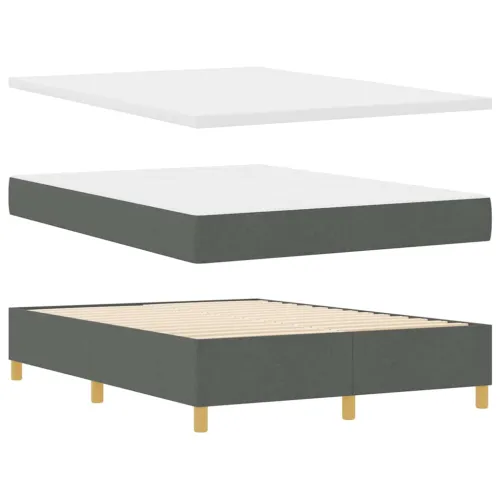 Box spring krevet s LED trakama Siva 160 x 200 cm tkanina - Tamno siva 160 x 200 cm Dizajn s rombovima Cijena