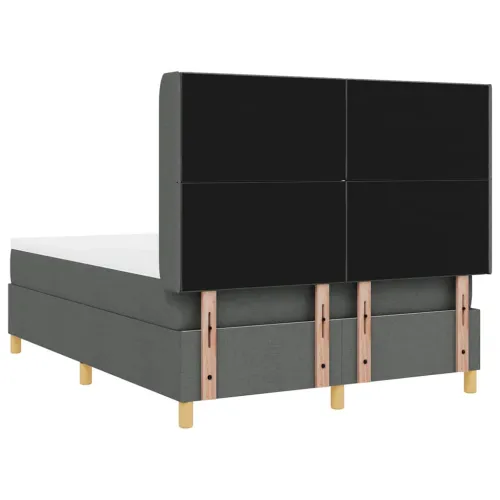 Box spring krevet s LED trakama Siva 160 x 200 cm tkanina - Tamno siva 160 x 200 cm Dizajn s rombovima Cijena