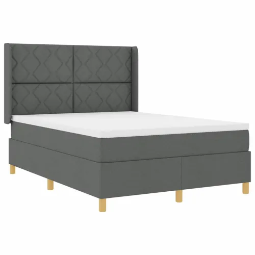 Box spring krevet s LED trakama Siva 160 x 200 cm tkanina - Tamno siva 160 x 200 cm Dizajn s rombovima Cijena