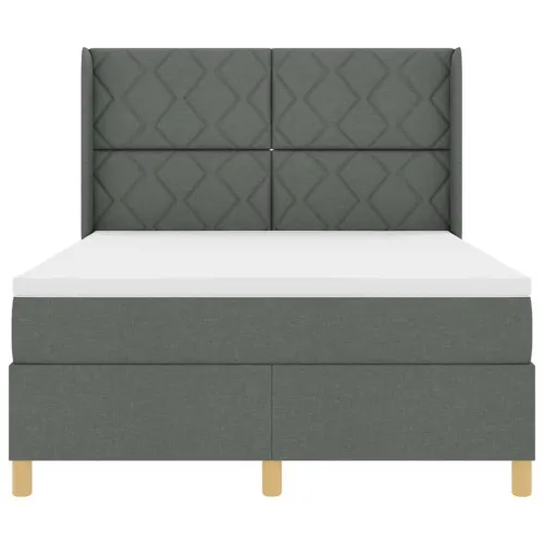 Box spring krevet s LED trakama Siva 160 x 200 cm tkanina - Tamno siva 160 x 200 cm Dizajn s rombovima Cijena