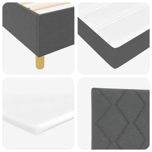 Box spring krevet s LED trakama Siva 160 x 200 cm tkanina - Tamno siva 160 x 200 cm Dizajn s rombovima Cijena