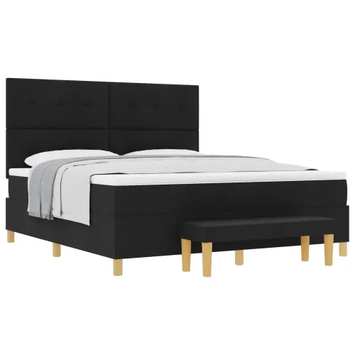 Box spring krevet s uzglavljem Crna 200 x 180 cm tkanina - Crna 180 x 200 cm Prošiveno gumbima Cijena