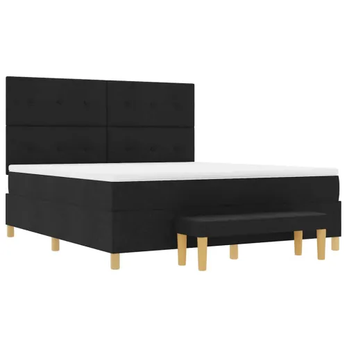 Box spring krevet s uzglavljem Crna 200 x 180 cm tkanina - Crna 180 x 200 cm Prošiveno gumbima Cijena
