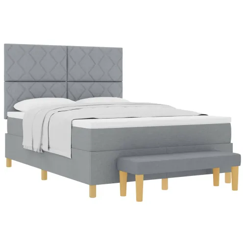Box spring krevet Svjetlosiva 200 x 160 cm tkanina - Svjetlosiva 160 x 200 cm Dizajn s rombovima Cijena