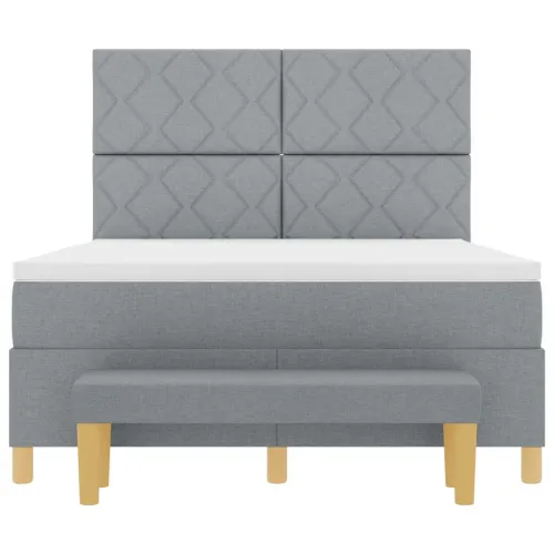 Box spring krevet Svjetlosiva 200 x 160 cm tkanina - Svjetlosiva 160 x 200 cm Dizajn s rombovima Cijena