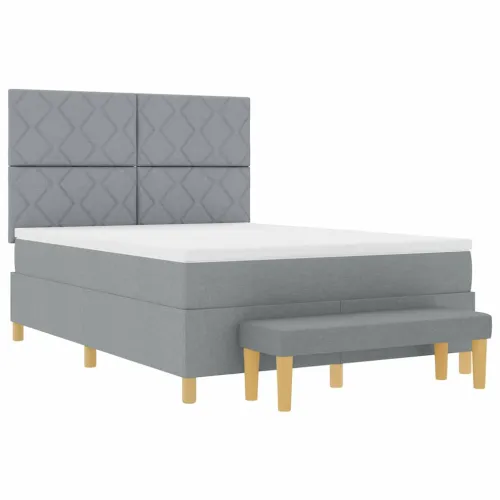 Box spring krevet Svjetlosiva 200 x 160 cm tkanina - Svjetlosiva 160 x 200 cm Dizajn s rombovima Cijena