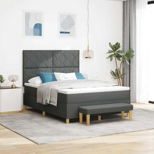 Box spring krevet Tamno siva 200 x 160 cm tkanina - Tamno siva 160 x 200 cm Dizajn s rombovima Cijena