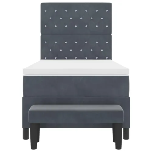 Box spring krevet Tamno siva 190 x 90 cm Baršun - Tamno siva 90 x 190 cm Kristal s dugmadima Cijena