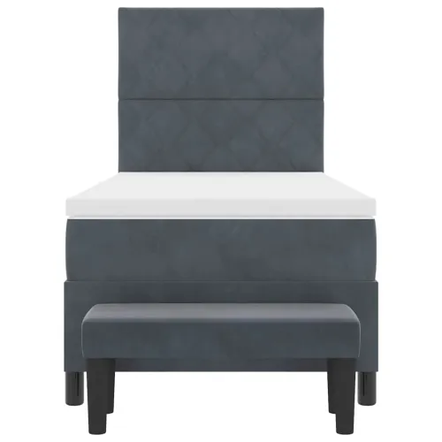 Box spring krevet Tamno siva 190 x 90 cm Baršun - Tamno siva 90 x 190 cm Dizajn s rombovima Cijena