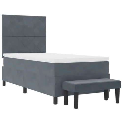 Box spring krevet Tamno siva 190 x 90 cm Baršun - Tamno siva 90 x 190 cm Dizajn s rombovima Cijena