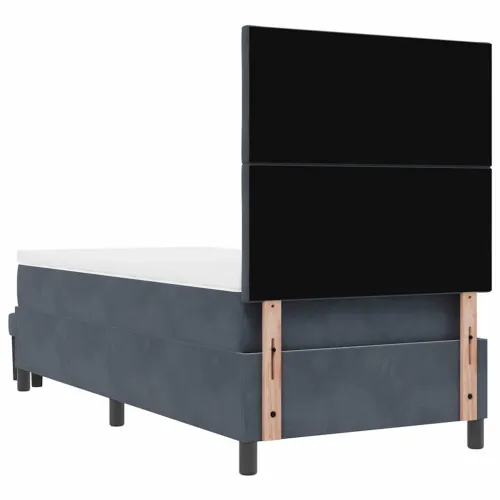 Box spring krevet Tamno siva 190 x 90 cm Baršun - Tamno siva 90 x 190 cm Dizajn s rombovima Cijena