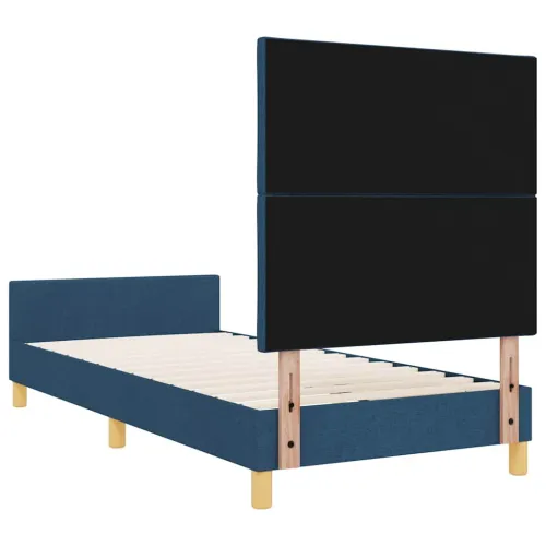 Okvir za krevet s uzglavljem Plava 100 x 200 cm tkanina - Plava 100 x 200 cm Dizajn s rombovima Cijena