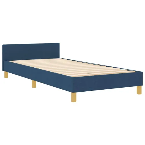 Okvir za krevet s uzglavljem Plava 100 x 200 cm tkanina - Plava 100 x 200 cm Dizajn s rombovima Cijena