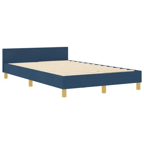 Okvir za krevet s uzglavljem Plava 120 x 200 cm tkanina - Plava 120 x 200 cm Dizajn s rombovima Cijena