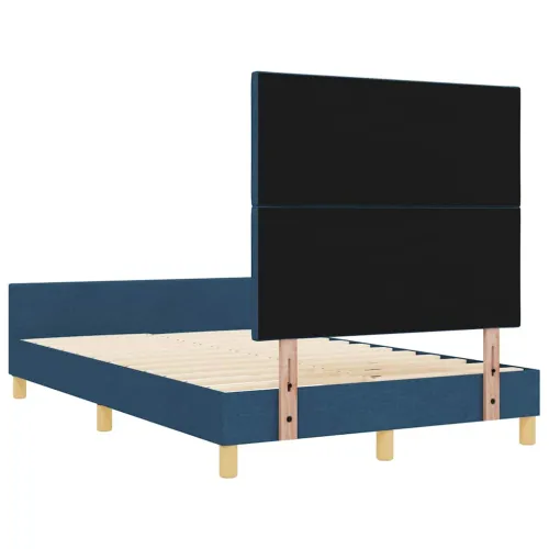 Okvir za krevet s uzglavljem Plava 120 x 200 cm tkanina - Plava 120 x 200 cm Dizajn s rombovima Cijena