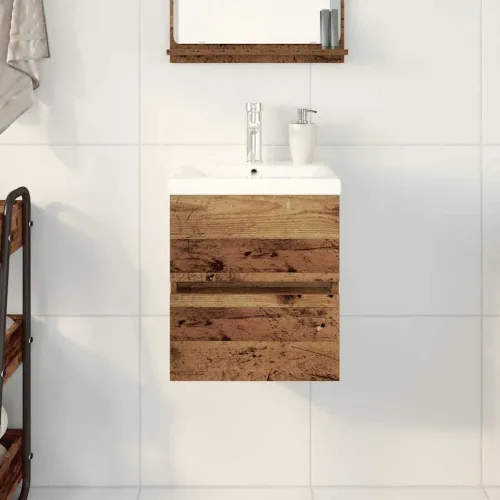 Kupaonski ormarić za sudoper Crni hrast 80 x 39 x 62 cm - Staro drvo 41 x 38,5 x 45 cm bez slavine Cijena