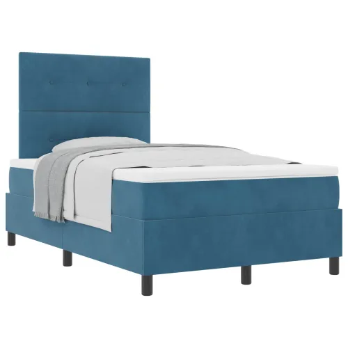 Box spring krevet Tamno plava 120 x 200 cm Baršun - Tamno plava 120 x 200 cm Prošiveno gumbima Cijena