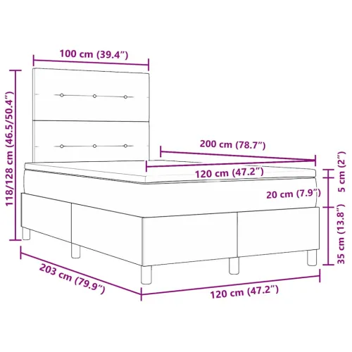Box spring krevet Tamno plava 120 x 200 cm Baršun - Tamno plava 120 x 200 cm Prošiveno gumbima Cijena