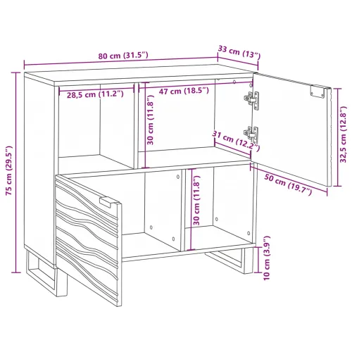 Komoda Smeđa 80 x 33 x 75 cm masivno drvo manga - Prirodna Cijena