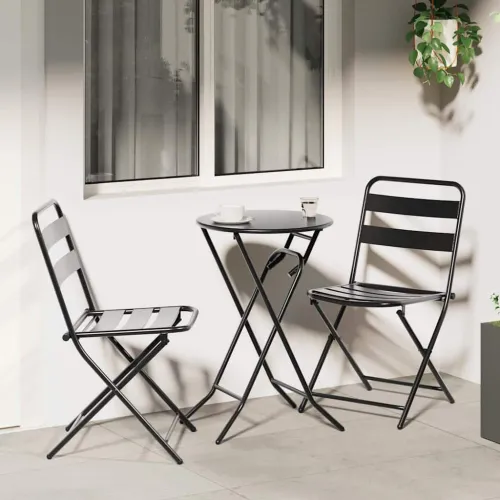 Bistro set za vrt 3 kom. Antracit Čelik - Antracit 2x stolice +okrugli stol Cijena