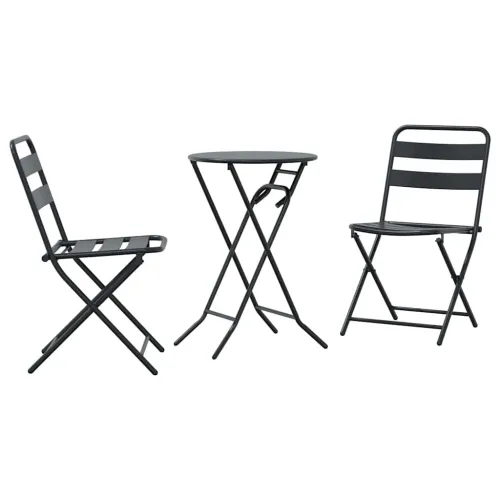 Bistro set za vrt 3 kom. Antracit Čelik - Antracit 2x stolice +okrugli stol Cijena