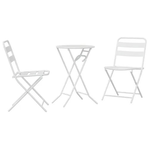 Bistro set za vrt 3 kom. Bijelo Čelik - Bijelo 2x stolica +okrugli stol Cijena