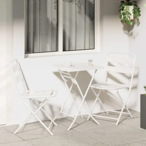 Bistro set za vrt 3 kom. Bijelo Čelik - Bijelo 2x stolice +kvadratni stol Cijena