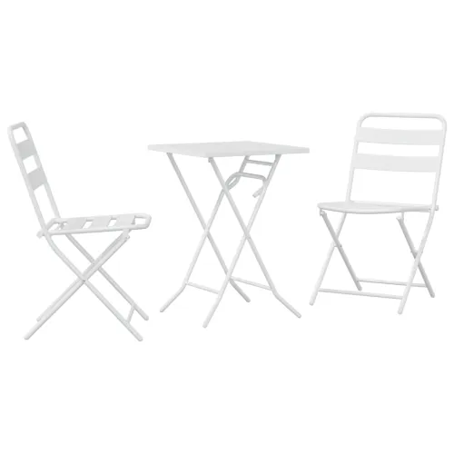 Bistro set za vrt 3 kom. Bijelo Čelik - Bijelo 2x stolice +kvadratni stol Cijena