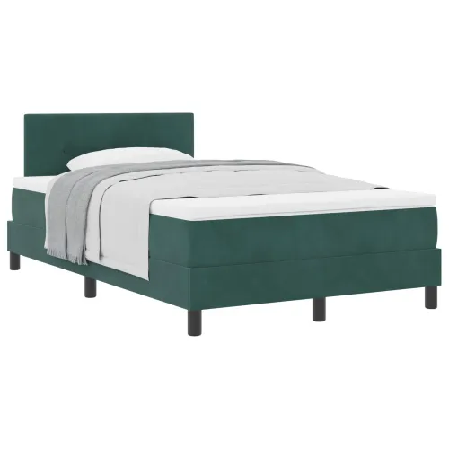 Box spring krevet Tamnozelena 120 x 190 cm Baršun - Tamnozelena 120 x 190 cm Prošiveno gumbima Cijena
