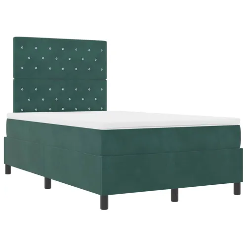 Box spring krevet Tamnozelena 120 x 190 cm Baršun - Tamnozelena 120 x 190 cm Kristal s dugmadima Cijena