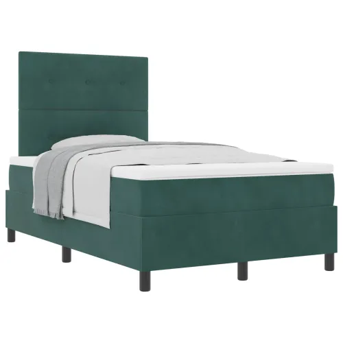 Box spring krevet Tamnozelena 120 x 190 cm Baršun - Tamnozelena 120 x 190 cm Prošiveno gumbima Cijena