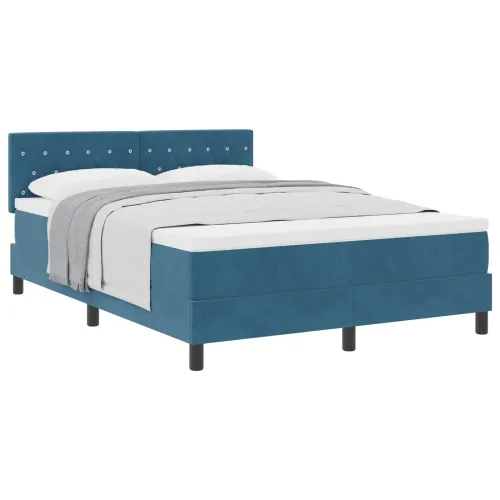 Box spring krevet Tamno plava 140 x 200 cm Baršun - Tamno plava 140 x 200 cm Kristal s dugmadima Cijena
