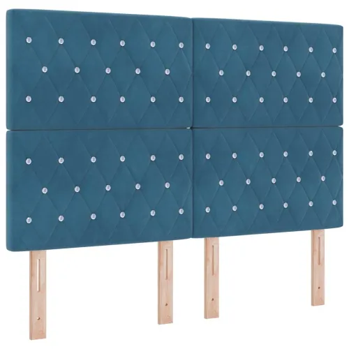 Box spring krevet Tamno plava 200 x 140 cm Baršun - Tamno plava 140 x 200 cm Kristal s dugmadima Cijena