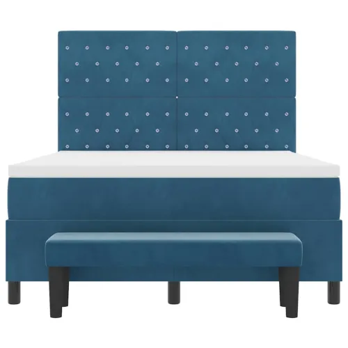 Box spring krevet Tamno plava 200 x 140 cm Baršun - Tamno plava 140 x 200 cm Kristal s dugmadima Cijena
