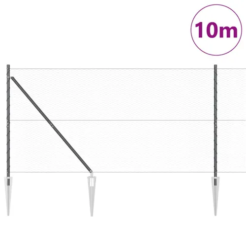 Heksagonalna ograda s stubom 10 x 1,4 m Čelik premazan PVC-om - 10 x 1,4 m (mreža od 25 mm) Siva Cijena