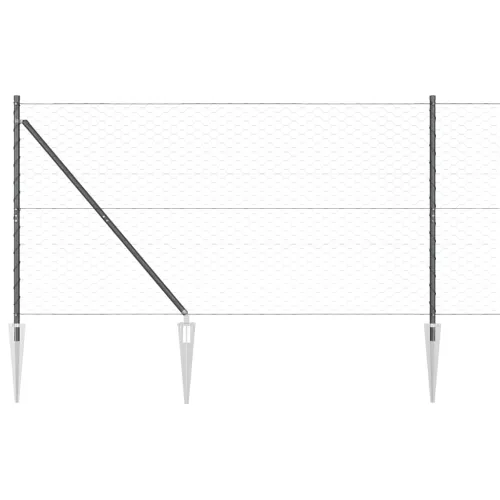 Heksagonalna ograda s stubom 10 x 1,4 m Čelik premazan PVC-om - 10 x 1,4 m (mreža 50 mm) Siva Cijena