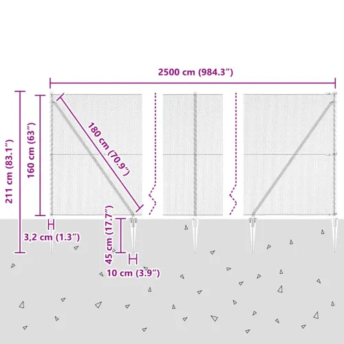 Heksagonalna ograda s stubom 25 x 1,6 m Čelik premazan PVC-om - 25 x 1,6 m (mreža 13 mm) Siva Cijena