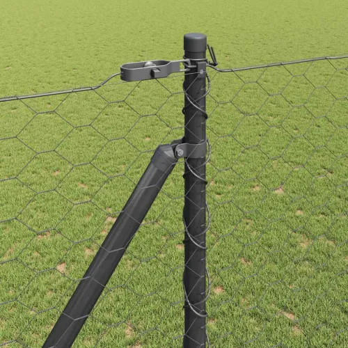 Heksagonalna ograda s stubom 25 x 1,6 m Čelik premazan PVC-om - 25 x 1,6 m (mreža 50 mm) Siva Cijena