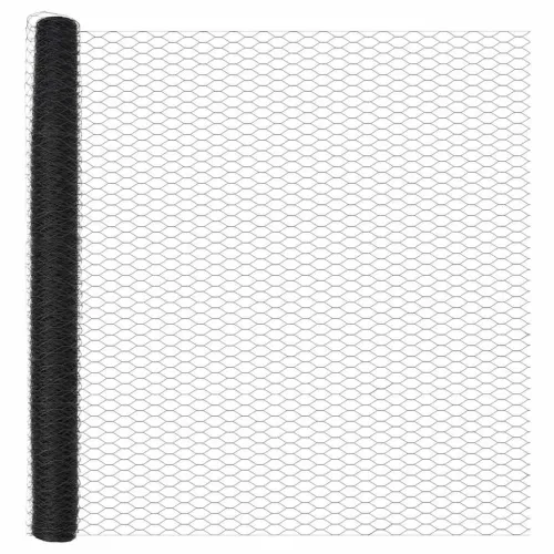 Heksagonalna ograda s stubom 25 x 1,6 m Čelik premazan PVC-om - 25 x 1,6 m (mreža 50 mm) Siva Cijena