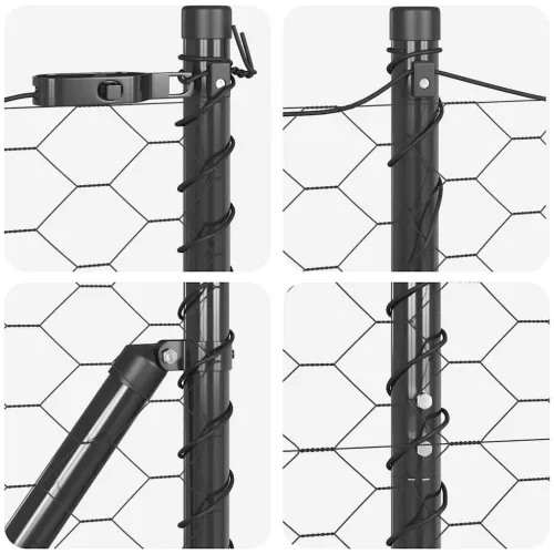 Heksagonalna ograda s stubom 100 x 1,4 m Čelik premazan PVC-om - 100 x 1,4 m (mreža od 50 mm) Siva Cijena