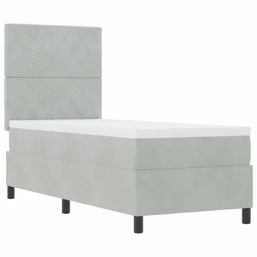 Box spring krevet Svijetlo siva 80 x 200 cm Baršun - Svjetlosiva 80 x 200 cm Kristal s dugmadima Cijena